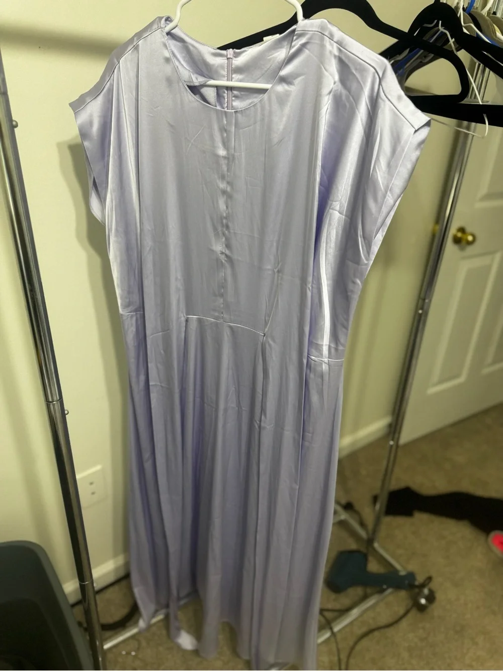 ANRABESS Lavender Satin Twist Front Maxi Dress Women’s Large NWT - Picture 5 of 8